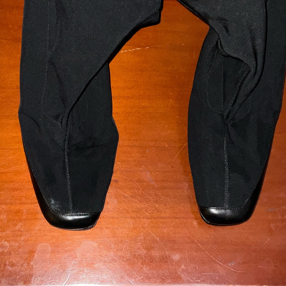 Black 100% Leather/Fabric Knee Women's Boots Size 7.5